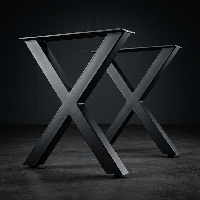 Industrial stainless steel X-shaped table leg frames